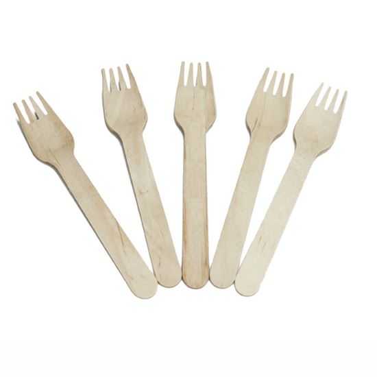 Picture of HUJI Wooden Forks - Disposable Wood Cutlery Silverware 1SET = 50ct - HJ140