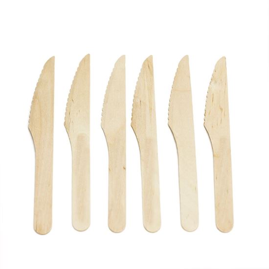 Picture of HUJI Wooden Knives - Disposable Wood Cutlery Silverware 1Set = 50ct - HJ138