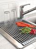 Picture of HUJI Over The Sink Stainless Steel and Roll Up Drying Rack Drainer - HJ1043