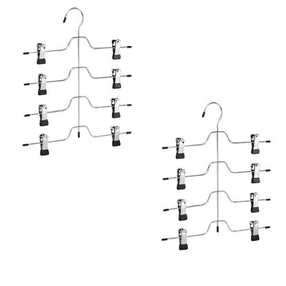 Picture of HUJI Sturdy 4 Tier Trouser Skirt Pants Hanger Chrome and Black Vinyl (2, SILVER) - HJ058