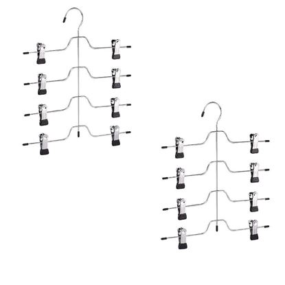 Picture of HUJI Sturdy 4 Tier Trouser Skirt Pants Hanger Chrome and Black Vinyl (2, SILVER) - HJ058