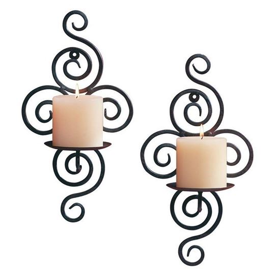 Picture of HUJI Elegant Pair of Iron Decorative Swirling Scroll Design  Candle Holders -HJ313