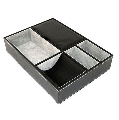 Picture of HUJI Black Leatherette Valet Jewelry Tray Insert Liner Organizer 5 Compartments - HJ354