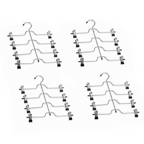 Picture of HUJI 4 Tier Trouser Skirt Pants Hanger Chrome and Black - HJ058_4PK