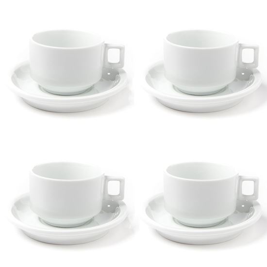 Picture of Porcelain 3.2 oz. Espresso Turkish Coffee Cups and Saucers (4 Cups, 4 Saucers) - HJ142CS_1PK