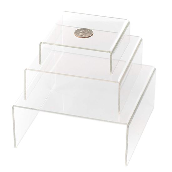 Picture of Clear Medium Low Profile Set of 3 Acrylic Risers Display Stands - HJ335_1PK