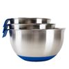 Picture of HUJI 3 Piece Stainless Steel Mixing Bowls Set w/ Pouring Spouts & Non-Slip Silicon Base (Blue) - HJ307BL
