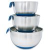 Picture of HUJI 3 Piece Stainless Steel Mixing Bowls Set w/ Pouring Spouts & Non-Slip Silicon Base (Blue) - HJ307BL