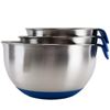 Picture of HUJI 3 Piece Stainless Steel Mixing Bowls Set w/ Pouring Spouts & Non-Slip Silicon Base (Blue) - HJ307BL