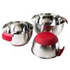 Picture of HUJI 3 Piece Stainless Steel Mixing Bowls Set with Pouring Spouts & Non-Slip Silicon Base (Red) - HJ307R