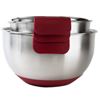 Picture of HUJI 3 Piece Stainless Steel Mixing Bowls Set with Pouring Spouts & Non-Slip Silicon Base (Red) - HJ307R