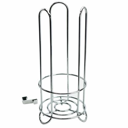 Picture of HUJI Chrome Finish Toilet Paper Roll Holder Rack Storage (1, Chrome) - HJ1041