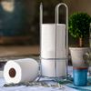 Picture of HUJI Chrome Finish Toilet Paper Roll Holder Rack Storage (1, Chrome) - HJ1041