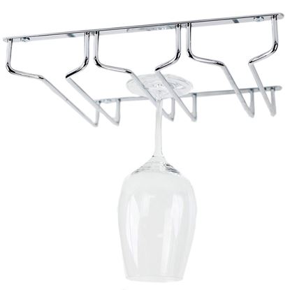 Picture of HUJI Under Cabinet Stemware Rack Storage Organization (1, Chrome) - HJ216