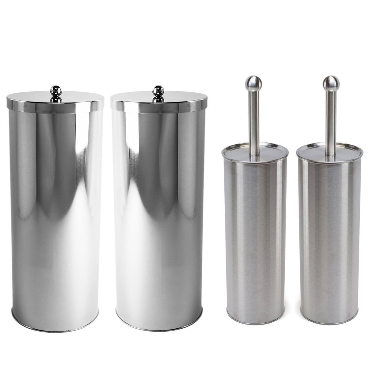 Huji Home Products. Stainless Steel 2 Toilet Paper Canisters and 2