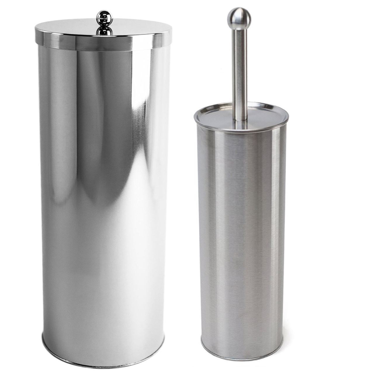 Huji Home Products. Stainless Steel Toilet Paper Canister and Toilet