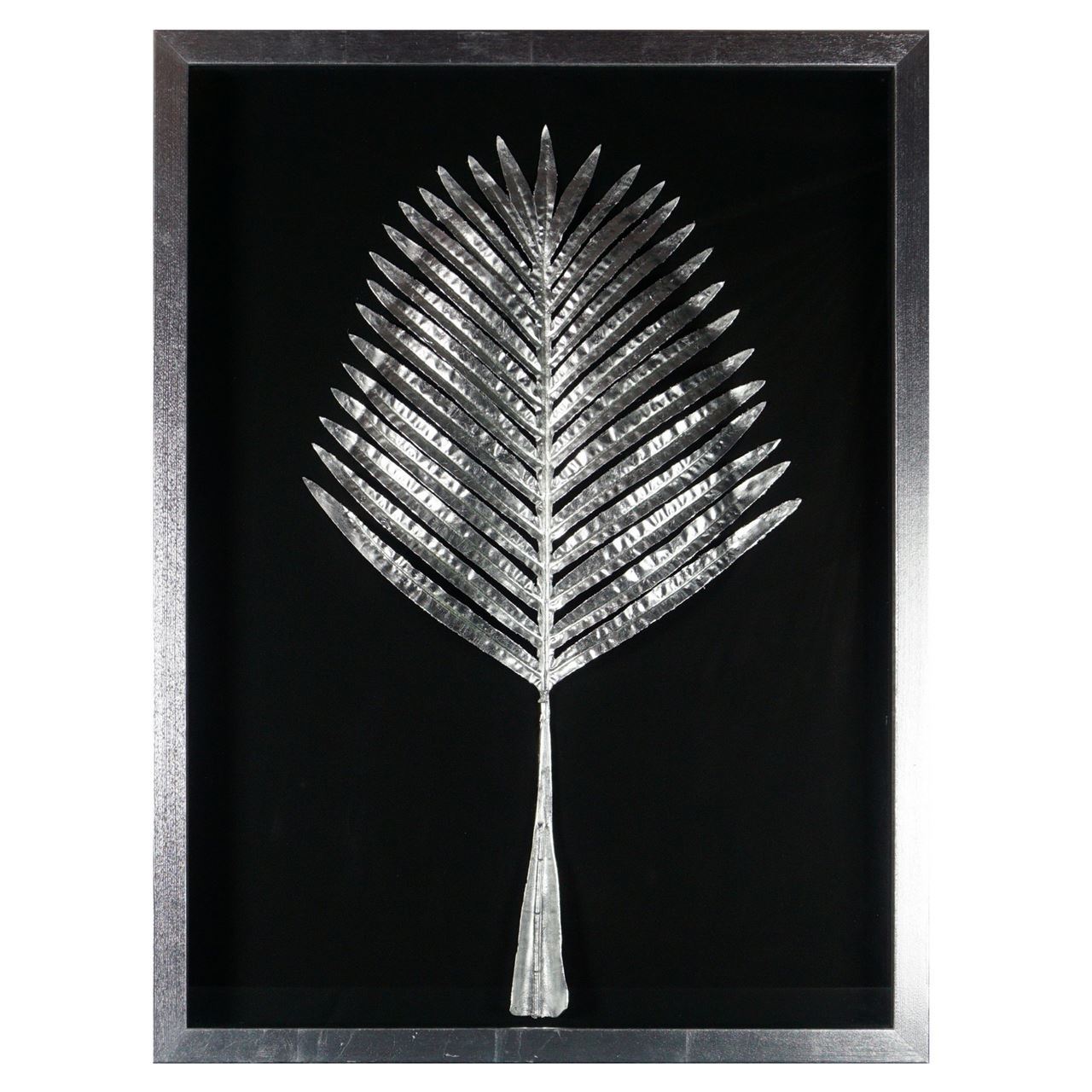 Huji Home Products. Silver Palm Leaf Shadow Box Wall Décor (MS39399B
