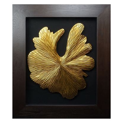 Falling Feather Art - Gold Feathers in Shadow Box - Gold Frame - Wood