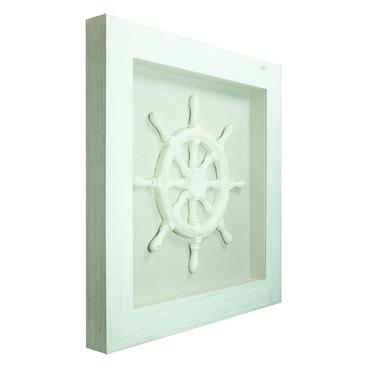 Huji Home Products. White Helm Shadow Box Wall Décor (MS9109A) 35.43" L