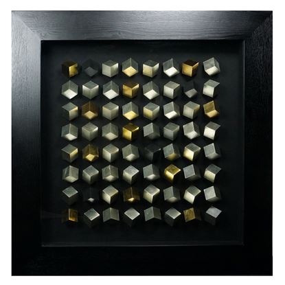 Picture of Golden & Silver Mini Cubes Geometric Shadow Box Wall Décor (MS17433) 35.43" L x 35.43" H