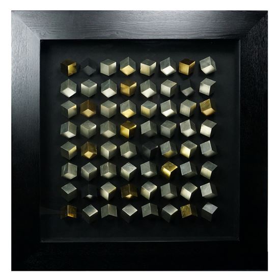 Huji Home Products. Golden & Silver Mini Cubes Geometric Shadow Box Wall  Décor (MS17433) 35.43