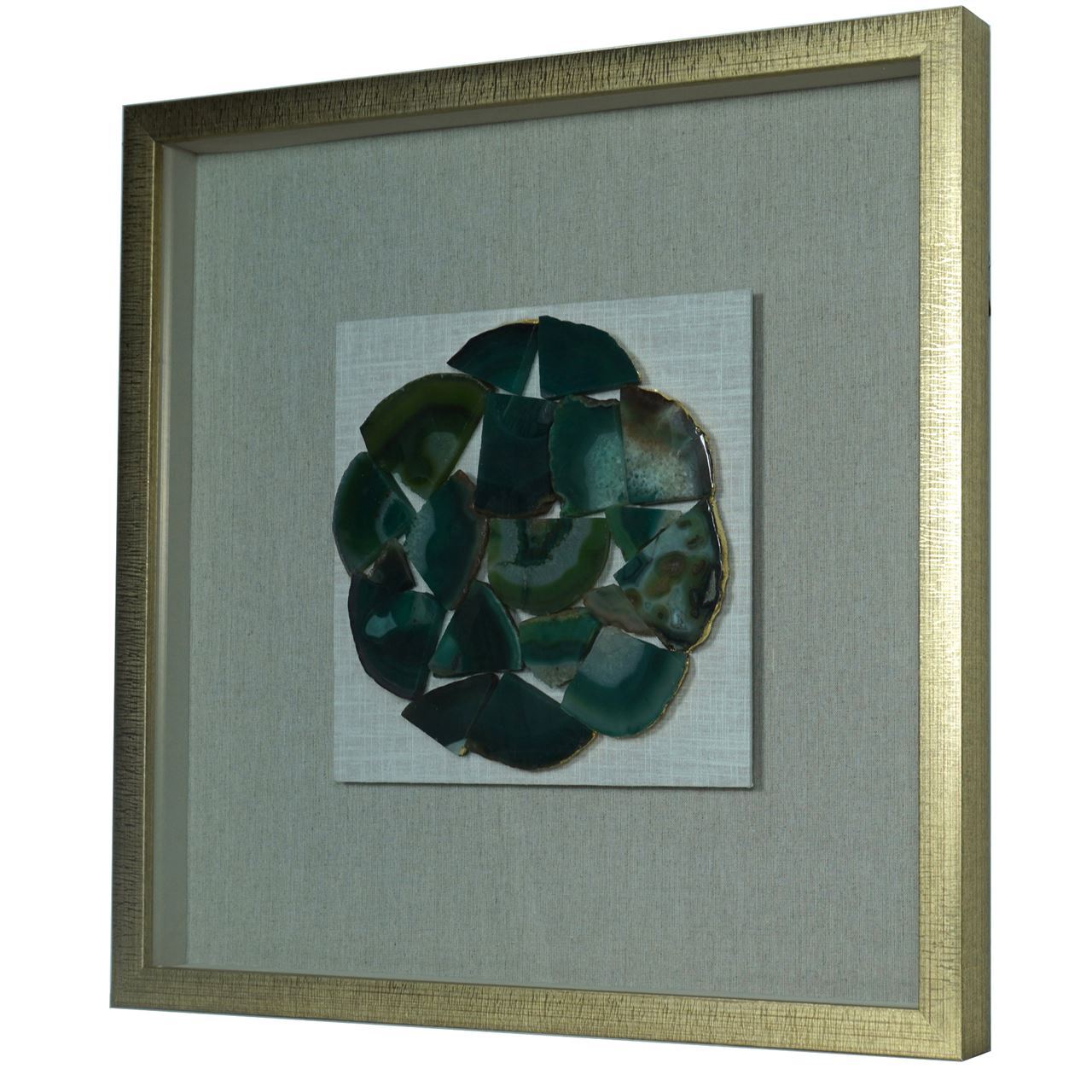 Huji Home Products. Shattered Agate Shadow Box Wall Décor (Green
