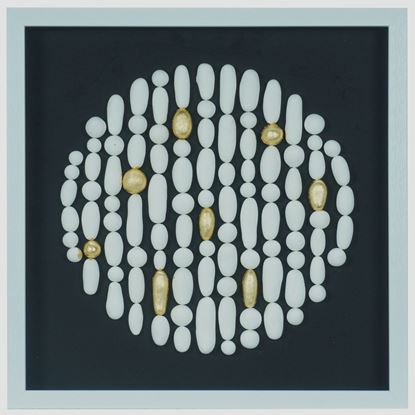 Picture of White Clay Beads Shadow Box Wall Décor (MS56035A) 23.62" L x 23.62" H