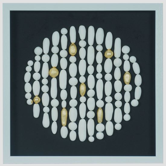 Huji Home Products. White Clay Beads Shadow Box Wall Décor (MS56035A)  23.62 L x 23.62 H