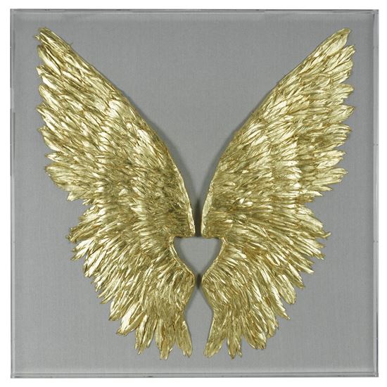 Huji Home Products. Gold Wings Acrylic Shadow Box Wall Décor