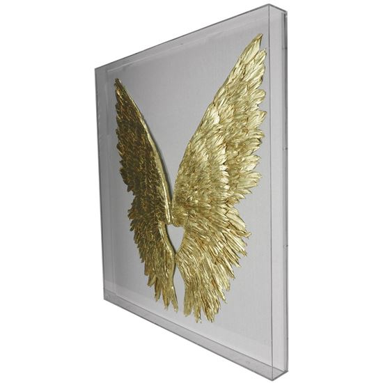Huji Home Products. Gold Wings Acrylic Shadow Box Wall Décor (MS36247