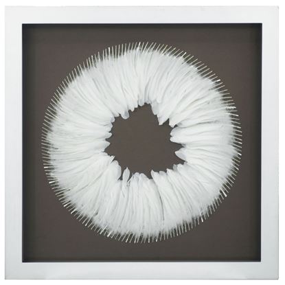 Picture of White Feather Wreath Shadow Box Wall Décor  (MS39206) 31.50” x 31.50”