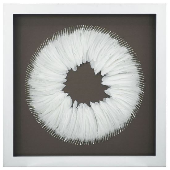 Picture of White Feather Wreath Shadow Box Wall Décor  (MS39206) 31.50” x 31.50”