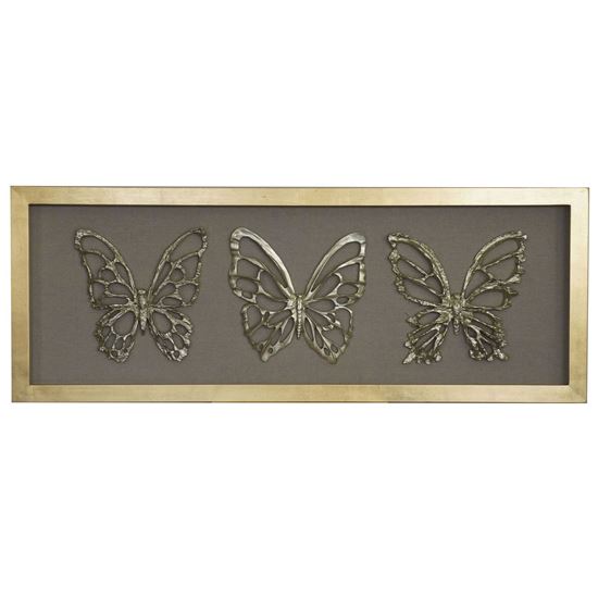 Picture of Wood Carving Butterfly Trio Shadow Box Wall Décor  (MS45758) 23.62” x 62.99”