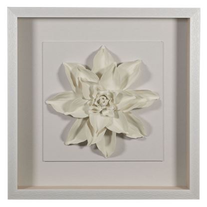 Picture of Pure Creamy White Ceramic Flower Shadow Box Wall Décor (MS46985A) 19.68" x 19.68"