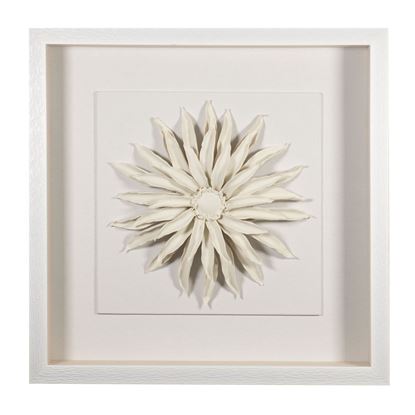 Picture of Pure Creamy White Ceramic Flower Shadow Box Wall Décor (MS46985B) 19.68" x 19.68"