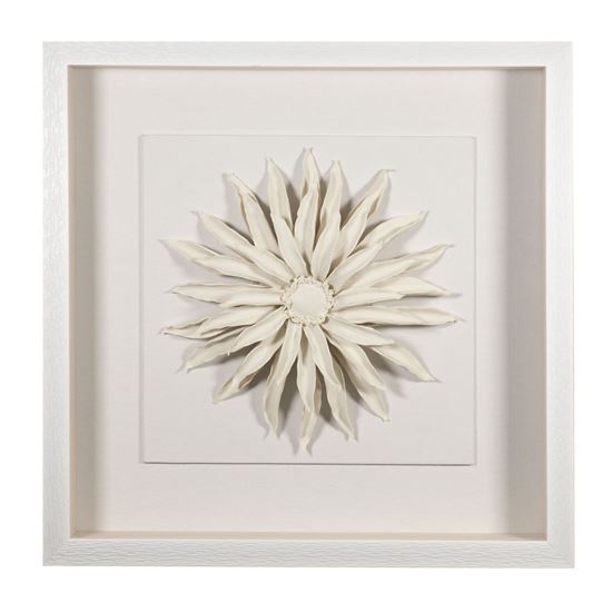 Picture of Pure Creamy White Ceramic Flower Shadow Box Wall Décor (MS46985B) 19.68" x 19.68"