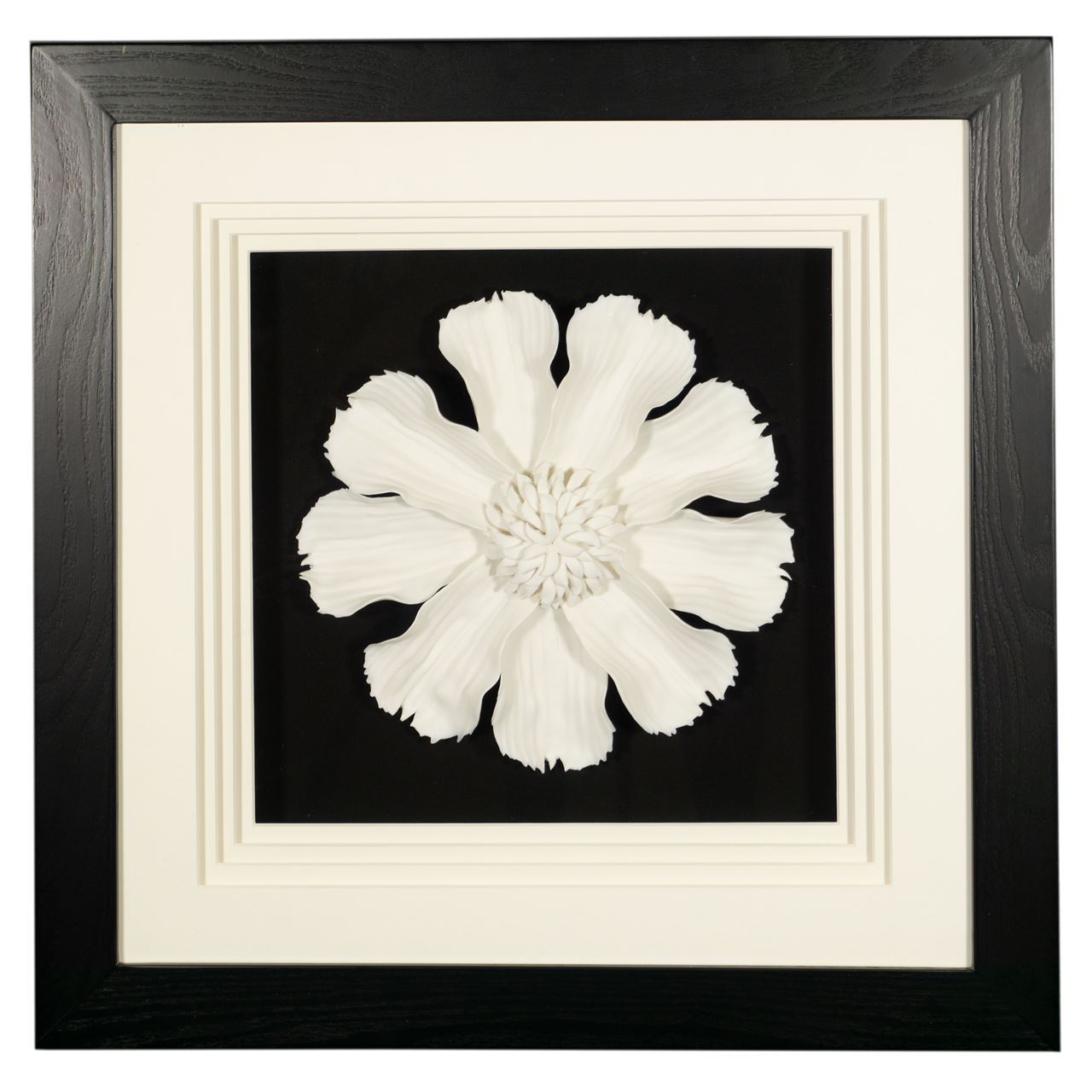 Huji Home Products. White Ceramic Flower Shadow Box Wall Décor (MS46986
