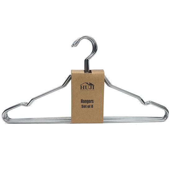 Picture of HUJI Chrome Hangers For Closet Organization (Chrome, Set of 8) - HJ1037