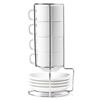 Picture of HUJI Stack-able Porcelain 4 Oz. Espresso Turkish Coffee Cups & Saucer with Chrome Rack - HJ318