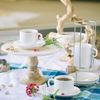 Picture of HUJI Stack-able Porcelain 4 Oz. Espresso Turkish Coffee Cups & Saucer with Chrome Rack - HJ318