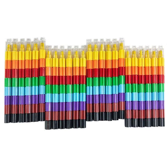 HUJI Stacking Buildable 8 Colors Crayons Set, Connect Stack and Build HJ361_24