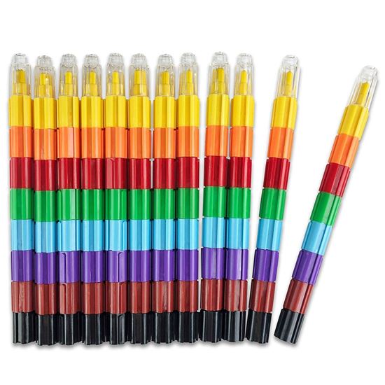 HUJI Stacking Buildable 8 Colors Crayons Set, Connect Stack and Build Crayons Si