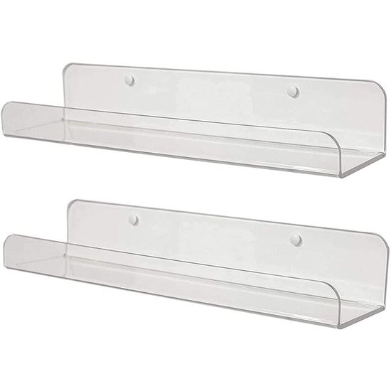 Picture of HUJI Clear Invisible Contemporary Floating Acrylic Shelves Display Rack 16" - HJ356_2PK