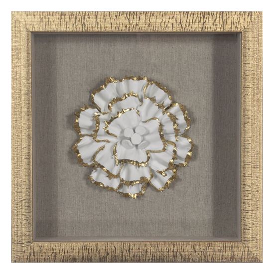 Picture of Gold Ceramic Flower Shadow Box Wall Décor (MS39291BP) 11.81” L x 11.81” H