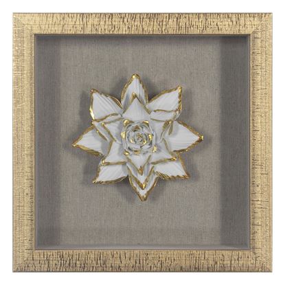 Picture of Gold Ceramic Flower Shadow Box Wall Décor (MS39291CP) 11.81” L x 11.81” H