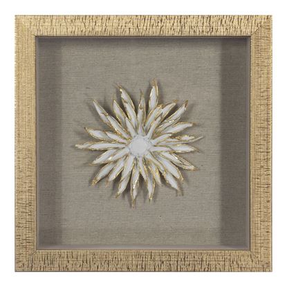 Picture of Gold Ceramic Flower Shadow Box Wall Décor (MS39291DP) 11.81” L x 11.81” H