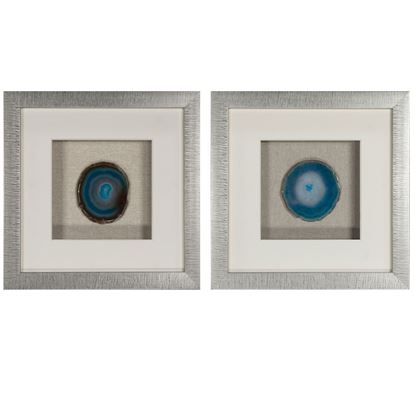 Picture of Blue Agate Slice Shadow Box Wall Décor (2 Piece Set) (MS46990A/B) 11.81” L x 11.81” H