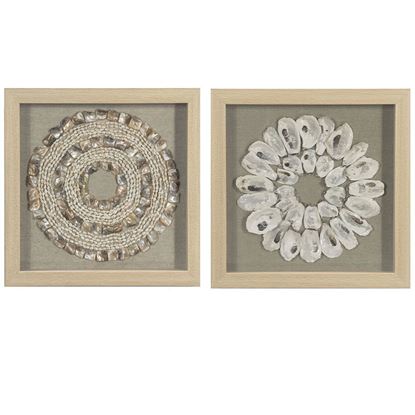 Picture of Sea Shell Rings Shadow Box Wall Décor (2 Piece Set)  (MS47196A/B) 14.17” L x 14.17” H