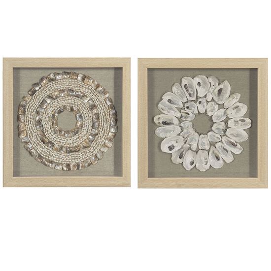 Picture of Sea Shell Rings Shadow Box Wall Décor (2 Piece Set)  (MS47196A/B) 14.17” L x 14.17” H
