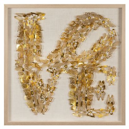 Picture of HUJI “LOVE” Golden Butterfly Wall Décor